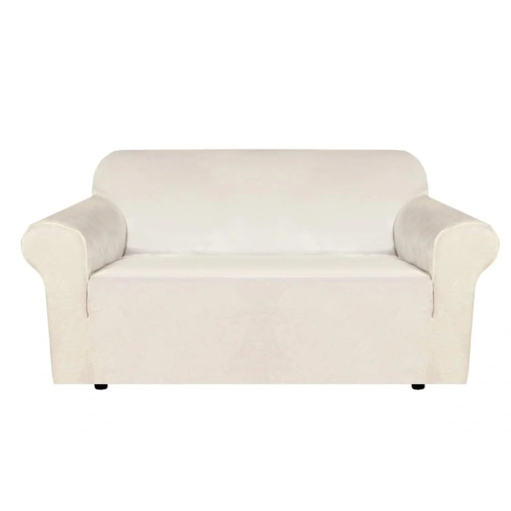 Elegant Stretch Velvet Cream Sofa Cover 58-72”